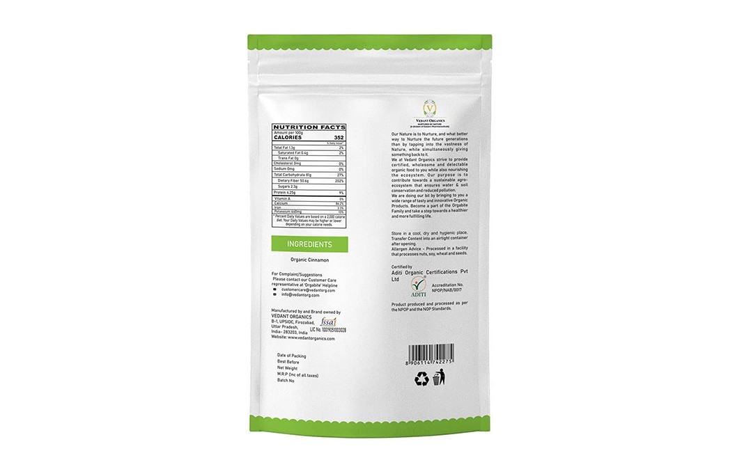 Orgabite Organic Cinnamon Stick    Pack  100 grams